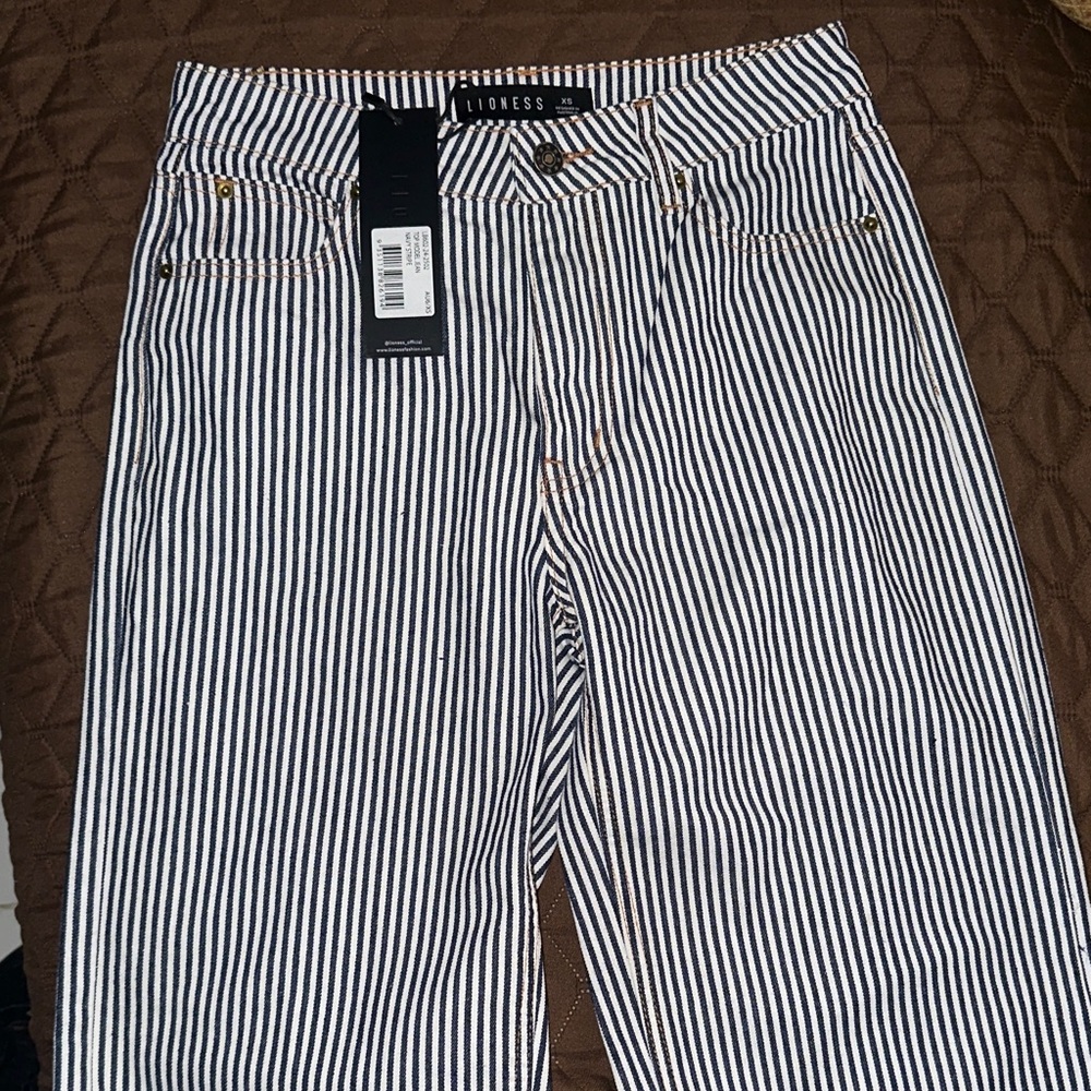 Lioness Black and White Striped Trousers